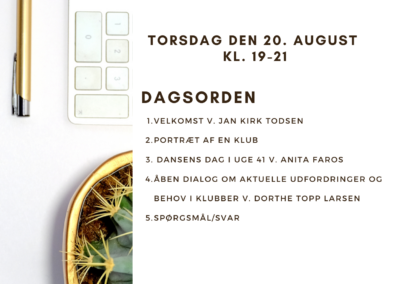 Indbydelse til virtuelt medlemsmøde den 20. august